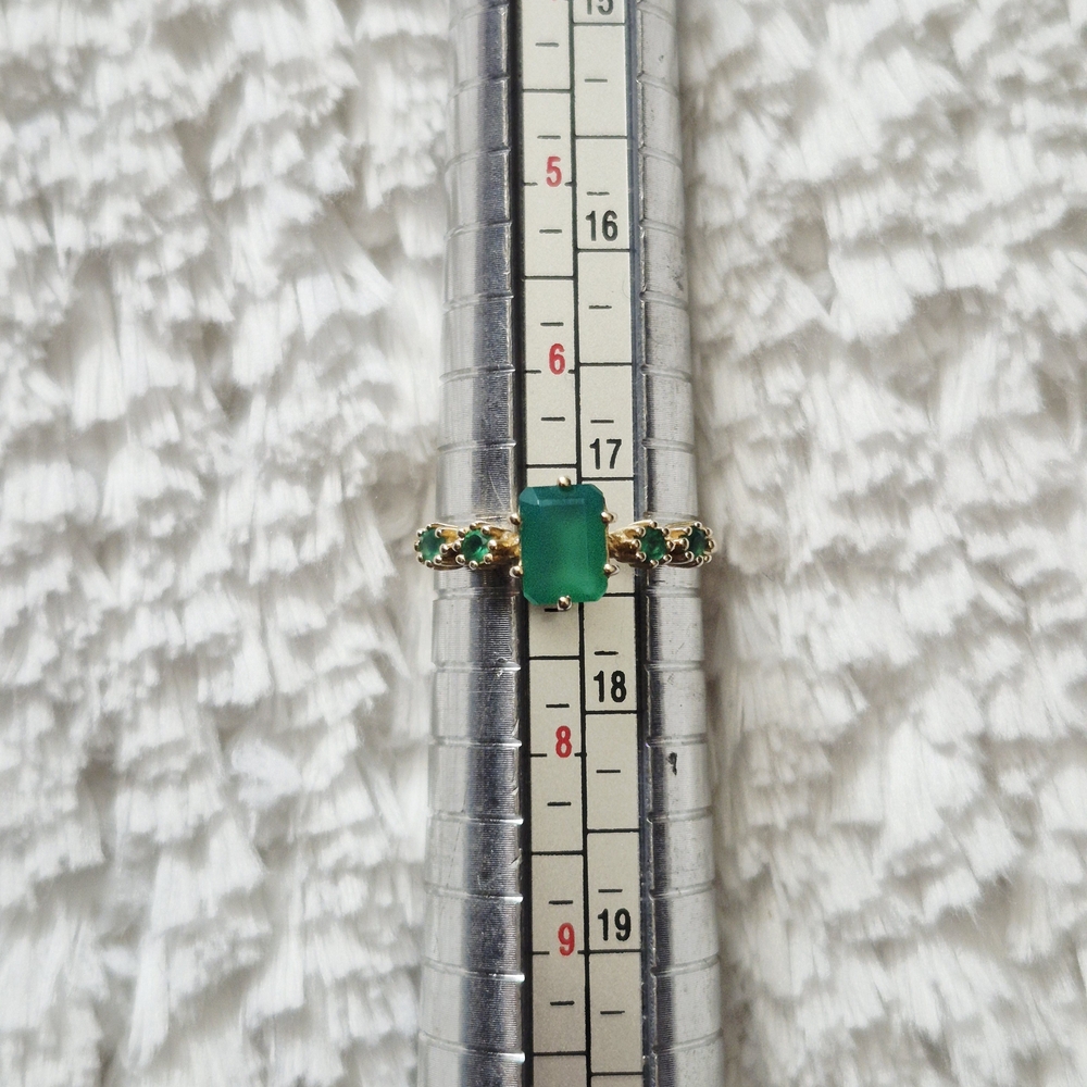 14k Yellow Gold Vermeil Emerald Engagement Ring - Picture 7 of 7